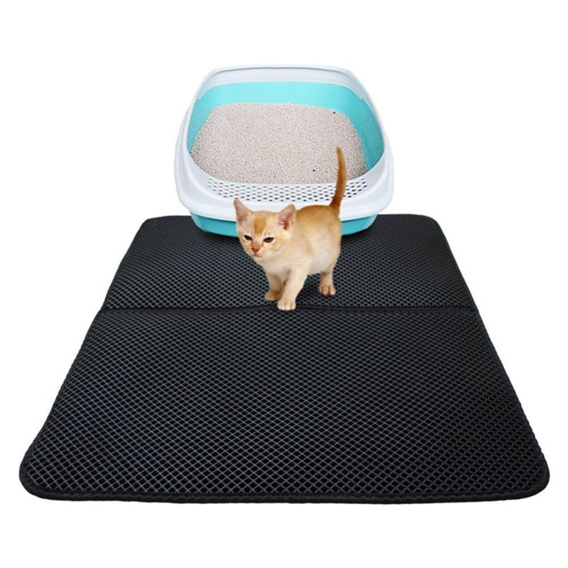 Foldable silicone mat Double Layer pet litter waterproof sand leakage Cat  mat